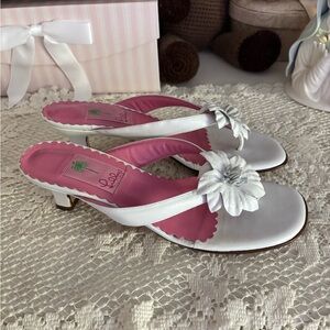Lilly Pulitzer White Heels with Floral Accent